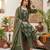 Green floral printed straight kurta set for women