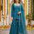 Teal green floral printed straight kurta set for women