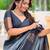 Grey black silk blend jacuard work festival saree with unstitched blouse piece