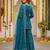 Teal green floral printed straight kurta set for women