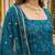 Teal green floral printed straight kurta set for women