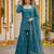 Teal green floral printed straight kurta set for women