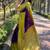 Wine yellow silk blend jacuard work festival saree with unstitched blouse piece