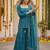 Teal green floral printed straight kurta set for women