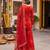 Red floral printed straight kurta set for women
