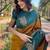 Yellow rama silk blend jacuard work festival saree with unstitched blouse piece