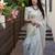 White silk blend jacuard work festival saree with unstitched blouse piece