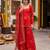 Red floral printed straight kurta set for women