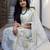White silk blend jacuard work festival saree with unstitched blouse piece