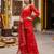 Red floral printed straight kurta set for women