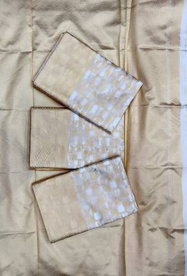 White silk blend jacuard work festival saree with unstitched blouse piece 5