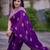 Purple silk blend jacuard work festival saree with unstitched blouse piece