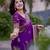 Purple silk blend jacuard work festival saree with unstitched blouse piece