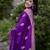 Purple silk blend jacuard work festival saree with unstitched blouse piece