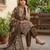 Brown floral printed straight kurta set for women
