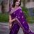 Purple silk blend jacuard work festival saree with unstitched blouse piece