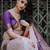 Beige wine silk blend jacuard work festival saree with unstitched blouse piece