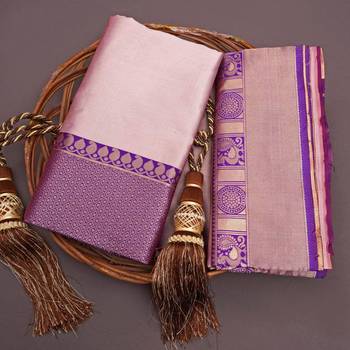 Beige wine silk blend jacuard work festival saree with unstitched blouse piece 1
