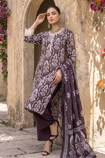 Purple floral printed straight kurta set for women