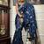 Blue silk blend jacuard work festival saree with unstitched blouse piece