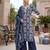 Blue floral printed straight kurta set for women
