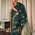 Green red silk blend jacuard work festival saree with unstitched blouse piece