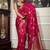 Pink green silk blend jacuard work festival saree with unstitched blouse piece