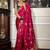 Pink green silk blend jacuard work festival saree with unstitched blouse piece