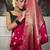 Pink green silk blend jacuard work festival saree with unstitched blouse piece