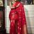 Red green silk blend jacuard work festival saree with unstitched blouse piece