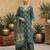 Teal green floral printed straight kurta set for women