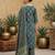 Teal green floral printed straight kurta set for women