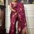 Wine silk blend jacuard work festival saree with unstitched blouse piece