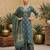 Teal green floral printed straight kurta set for women
