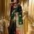 Green red silk blend jacuard work festival saree with unstitched blouse piece