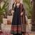 Black floral printed anarkali kurta set for women