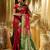 Pink red silk blend jacuard work festival saree with unstitched blouse piece