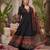 Black floral printed anarkali kurta set for women