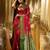 Pink red silk blend jacuard work festival saree with unstitched blouse piece