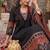 Black floral printed anarkali kurta set for women