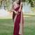 Maroon silk blend jacuard work festival saree with unstitched blouse piece