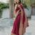 Maroon silk blend jacuard work festival saree with unstitched blouse piece