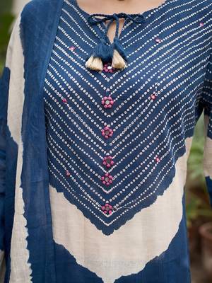 Blue floral printed straight kurta set for women 4