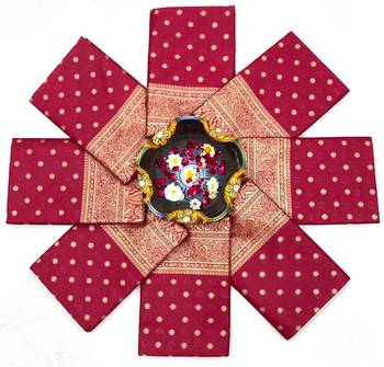 Maroon silk blend jacuard work festival saree with unstitched blouse piece 5
