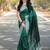 Green silk blend jacuard work festival saree with unstitched blouse piece