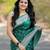 Green silk blend jacuard work festival saree with unstitched blouse piece