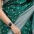 Green silk blend jacuard work festival saree with unstitched blouse piece