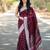 Maroon silk blend jacuard work festival saree with unstitched blouse piece