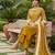 Yellow floral printed straight kurta set for women