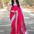Pink  silk blend jacuard work festival saree with unstitched blouse piece